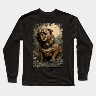 Bulldog Ninja - Traditional Japanese Ukiyoe Painting Long Sleeve T-Shirt